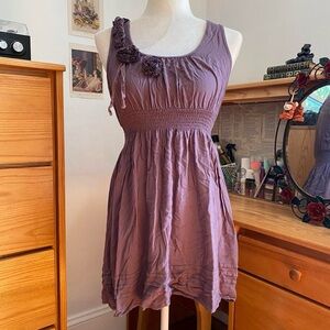 Dark Mauve Purple Grunge Babydoll Mini Dress